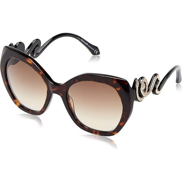 NEW Roberto Cavalli RC1047 Dark Havana Snake Frame Brown Mirror Lens Sunglasses